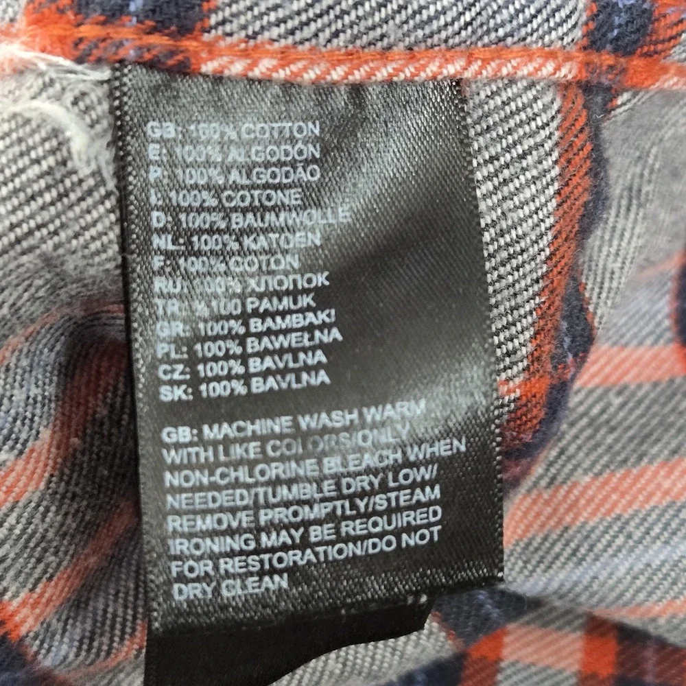 The North Face Men Button Up Shirt L/G Gray Plaid Brush Flannel Long Sleeve